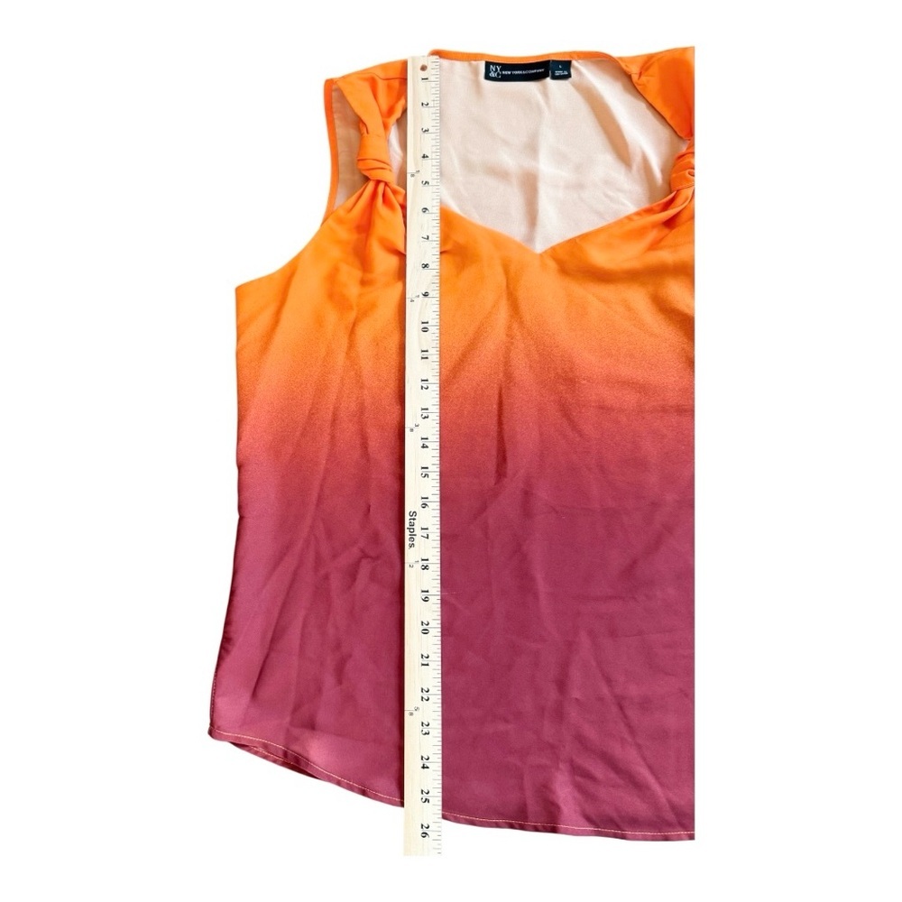 Women's New York & Co Tank Top Size L Orange Red Ombre Sleeveless - Picture 8 of 8